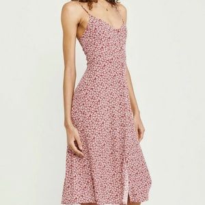 Abercrombie and Fitch Red Button Down Midi Dress
